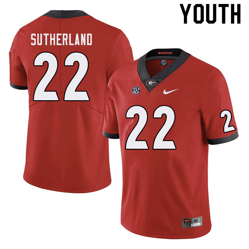 Youth #22 Jes Sutherland Georgia Bulldogs College Football Jerseys Sale-Red